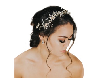 VIDEO | Wedding Hair Accessories, Bridal Hair Vine, Bridal Headpiece Back Piece Vine ~ "Dakota" in Silver or Gold