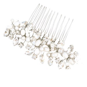 Peigne à cheveux pour la mariée, peigne nuptial, peigne à cheveux boho, peigne de mariage - « Brooklyn » Petit peigne à cheveux | Opale d’or argenté