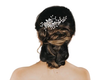 VIDEO | Beaded Hair Comb, Rhinestone Pearl Hair Accessories, Bridal Accessories - "Dakota" Elegant Hair Comb in Silver or Gold