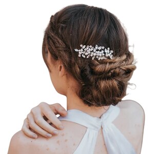 Peigne à cheveux pour mariée, peigne nuptial, peigne à cheveux boho, peigne de mariage - « Brooklyn » Petit peigne à cheveux argent or opale
