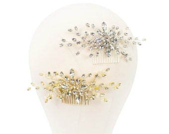 Rhinestone and Crystal Bridal Hair Comb | Bridal Headpiece | Wedding Hair Piece | Silver or Gold - "Sabrina" Medium Bridal Hair Comb