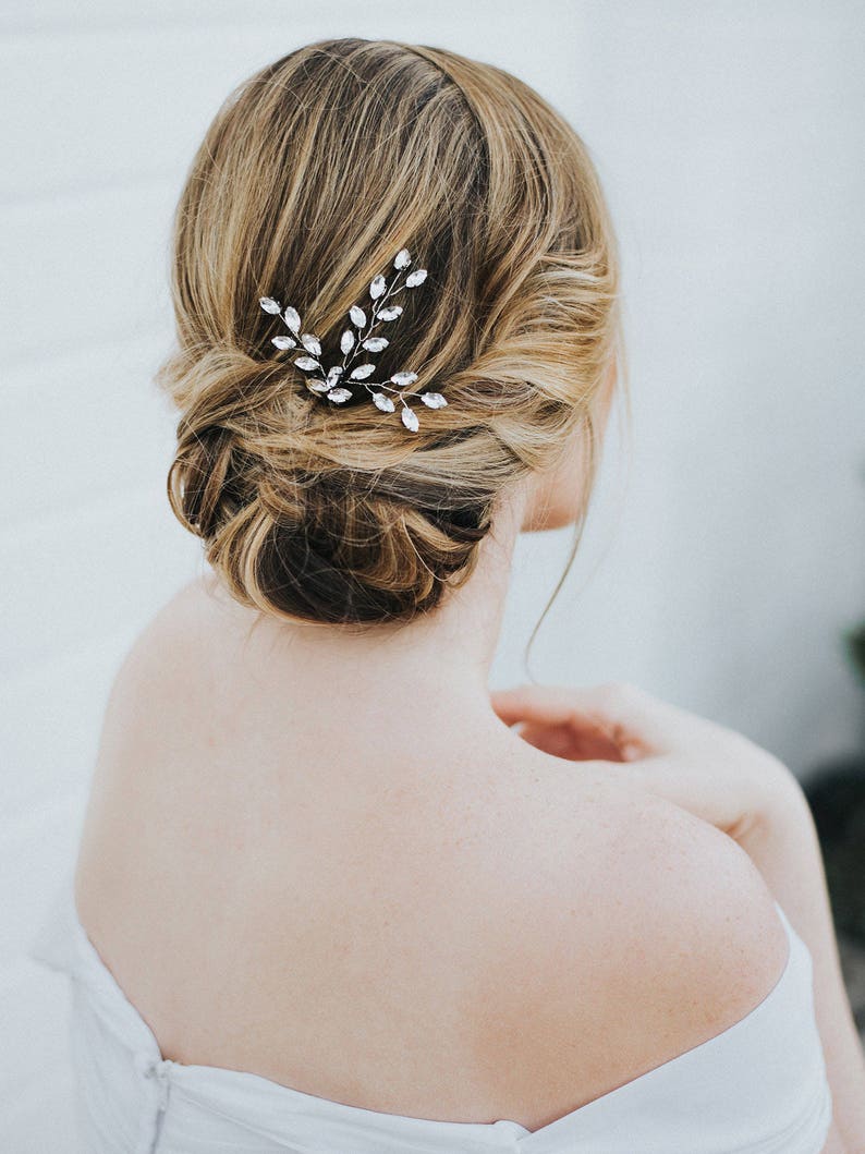 Wedding Hair Accessories, Bridal Hair Pin, Bridal Hair Accessories, Bridal Headpiece Verena Wedding Hair Pin in Silver, Gold, Rose Gold image 2