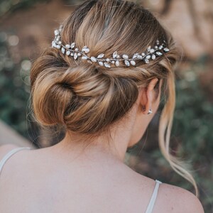 Wedding Hair Accessories, Bridal Hair Vine, Bridal Headpiece Gwen Wedding Hair Vine in Silver or Gold with Clear or Opal Rhinestones image 6