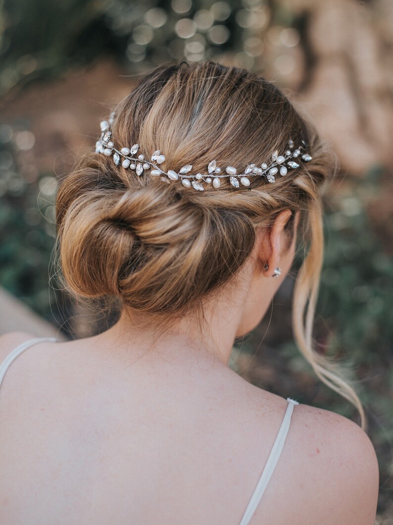 Wedding Hair Accessories, Bridal Hair Vine, Bridal Headpiece Gwen Wedding Hair Vine in Silver or Gold with Clear or Opal Rhinestones image 6