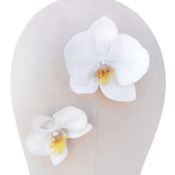 Beach Wedding Hair Accessories, Hair Flower, Orchid Flower, Orchid Hair Flower ~ "Eva" Set of Two Orchid Bridal Hair Flowers