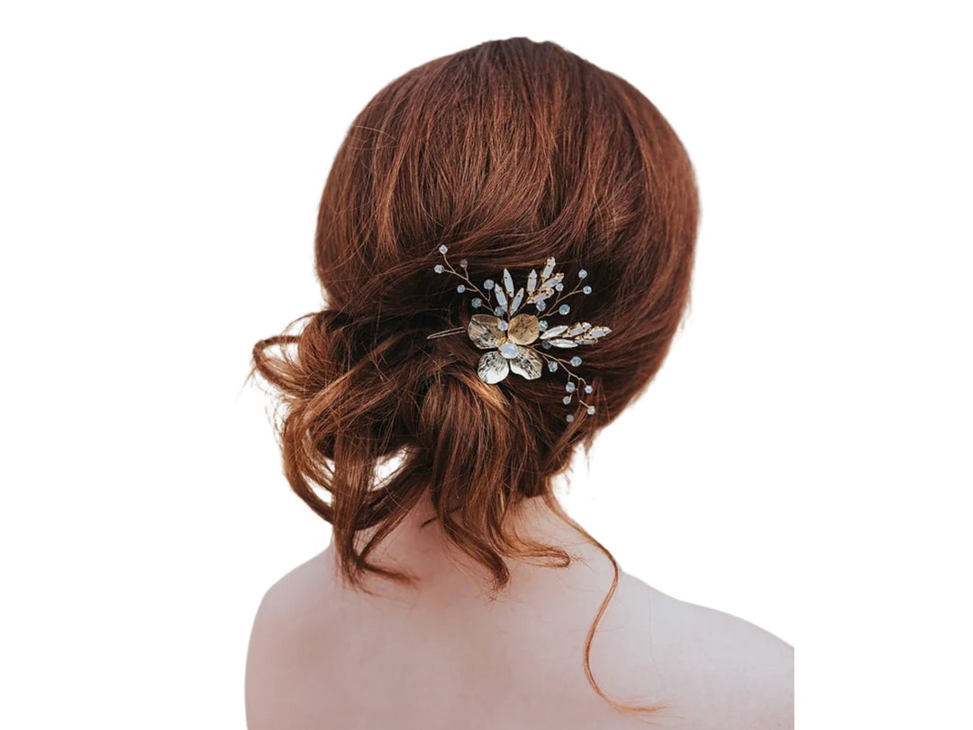 Metal Flower Bridal Hair Comb for Bride Beaded Hair Comb - Etsy