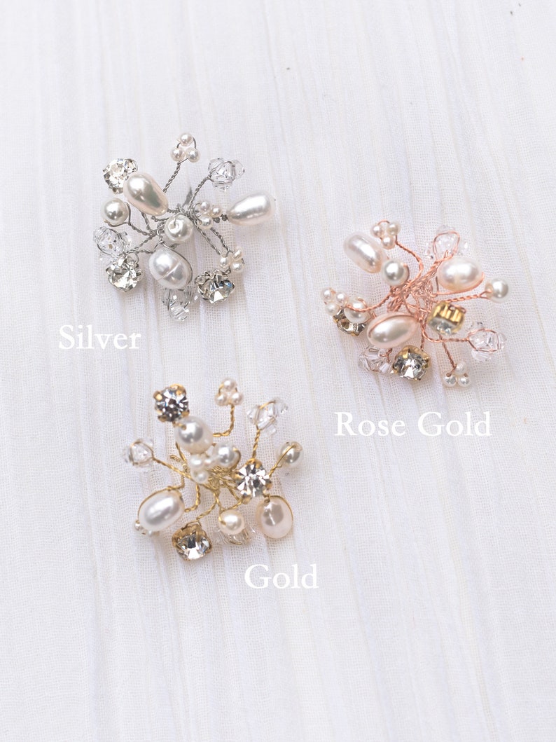 Gold or Rose Gold Bridal Hair Comb Wedding Hair Accessories Rhinestone and Crystal Small Comb in Silver Bianca Pearl