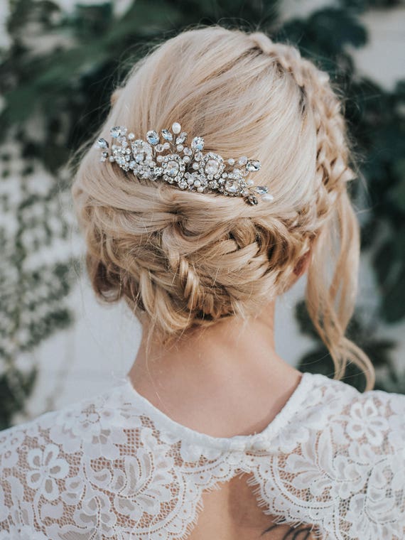 Rhinestone and pearl beaded hair piece / AS SEEN in The Not Wedding / Ivory lace / Boho .br Rhinestone and pearl beaded hair piece / AS SEEN in The Not Wedding / Ivory lace / Boho .br
