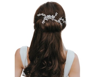 VIDEO | Wedding Hair Accessories, Bridal Hair Comb Bridal Headpiece ~ "Magnolia" in Silver or Gold with Clear or Opal Rhinestones