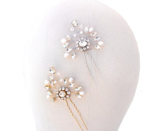 Wedding Hair Accessories, Bridal Hairpin, Bridal Hair Accessories, Bridal Headpiece ~ "Collette" Wedding Hair Pin in Silver or Gold