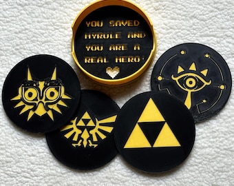 Conjunto de porta-copos Zelda com base de exposição: decoração gamer impressa em 3D