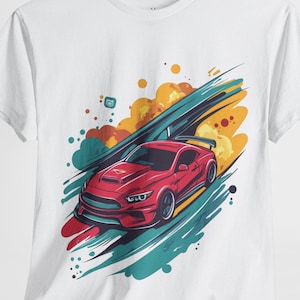 Red Racer Car Graphic Tee, Unisex Heavy Cotton Shirt for Racing Fans, Car Lovers, Street-Style Fashion, Premium Cotton Tee, Gift for Car