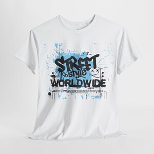 Street Style Worldwide Shirt, Blue Graffiti Drip T-Shirt, Urban Art Hip Hop Skate Tee