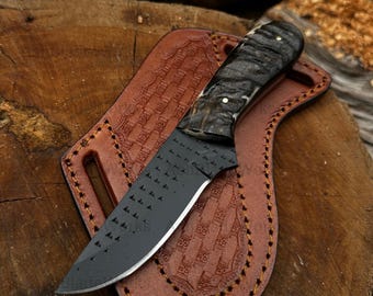 Handmade Rasp Steel Bull Cutter Knife | Ram Horn Handle | Farrier File Blade | Rustic Cowboy Utility Knife | Ranch Knife | Gift for Him