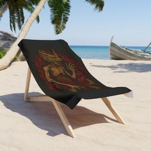 Dark Art Beach Towel, Scary Demon Horror Fantasy Creature Blanket, Gothic Beach Accessories, Men&#39;s Towel, Halloween Decor, Unique Gift for