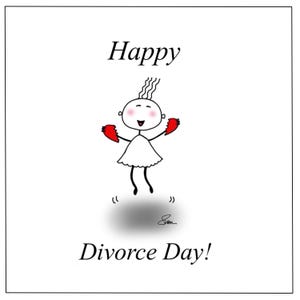 Cartão de felicitações para o Dia do Divórcio, arte original, embelezado à mão, relacionamento, término, ele, ela, eles/elas, fim do casamento, engraçado, interior em branco