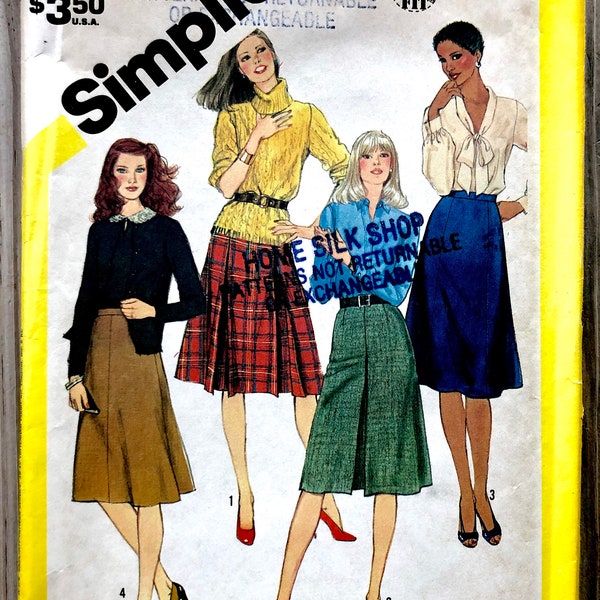 uncut ADORABLE 80's Simplicity 6359 A line and pleated skirts, size 14 waist 28