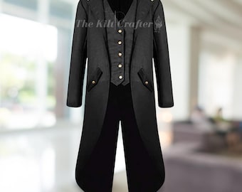Herren Steampunk Gothic Frack: Bestickter viktorianischer Gehrock