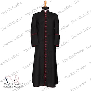 Catholic Black Roman Cassock Catholic Priest Vestment, Custom Clerical Garment, Wool Blend Clergy Robe, , MenWomen Church Attire Father Coat