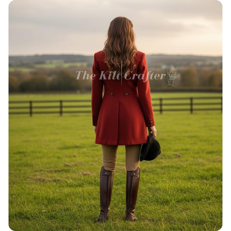 Custom Women's Maroon Wool Riding Coat, British Equestrian Jacket ...