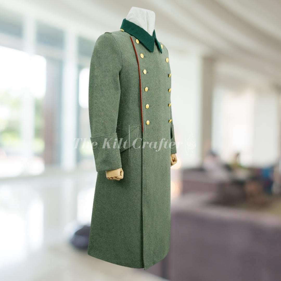 ドイツ軍 ロングコート トレンチコート ナポレオン 金ボタン ミリタリー 中綿 ドイツ軍 ロングコート トレンチコート ナポレオン 金ボタン