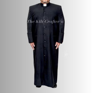 Men&#39;s Black Cotton Clergy Robe: Gothic Priest Cassock Style