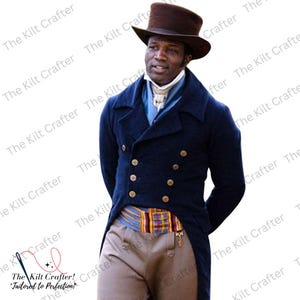 Mr. Darcy Regency Wool Tailcoat: Navy Blue Historical Costume