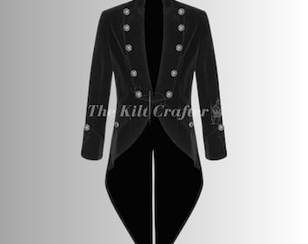 Samt Steampunk Gothic Tailcoat: Viktorianisches Regency Langer Mantel