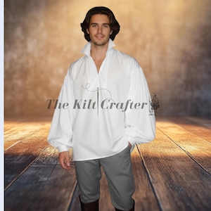 Camicia Regency in cotone biologico da uomo: costume da rievocazione storica