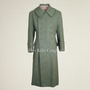Men’s Military Greatcoat | Napoleonic Era Wool Trench Coat | Historical Reenactment Uniform | Green Officer Overcoat ww2 jacket