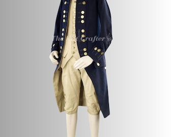 Royal Navy Wool Officer Jacket: 18th Century Reenactment Uniform