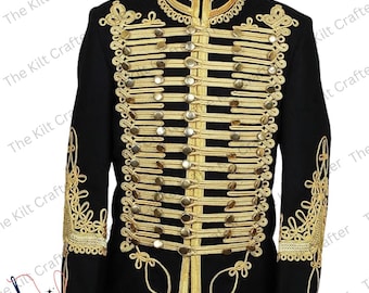 Men's Navy Blue Napoleonic Hussar Jacket: Military Style Jimi Hendrix Coat