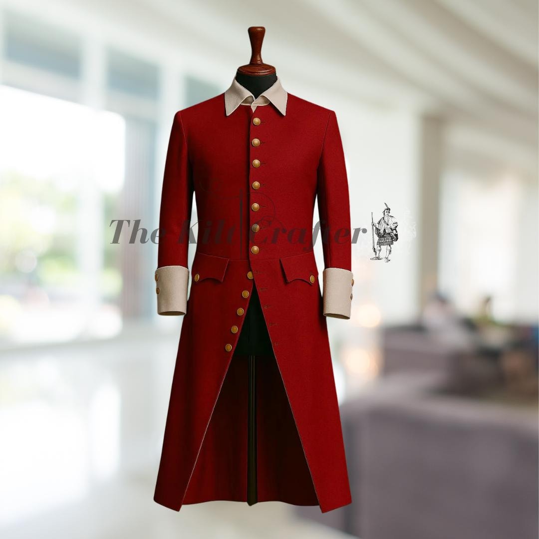 Custom Red Regency Frock Coat: 18th Century Gentleman's Historical ...