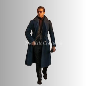 Men&#39;s Navy Blue Wool Overcoat, Long Victorian Coat, Goth Steampunk Overcoat, Wool Blend Trench Coat, Vintage Formal Winter Coat, Navy Blue