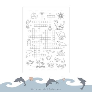 Children&#39;s Crossword Puzzles Sea Theme – Printable PDF – Educational Game for Family Holidays and Schools