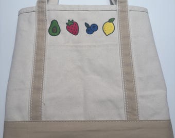 Large Canvas Farmers Market Tote | Reusable Produce Bag | Everyday Market Tote Bag | Grocery Bag | Zipper Closure