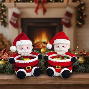 Crochet Pattern Santa Claus Basket - Christmas Amigurumi PDF - Amigurumi Santa Decor - DIY Christmas Gift - Holiday Crochet Tutorial image 2