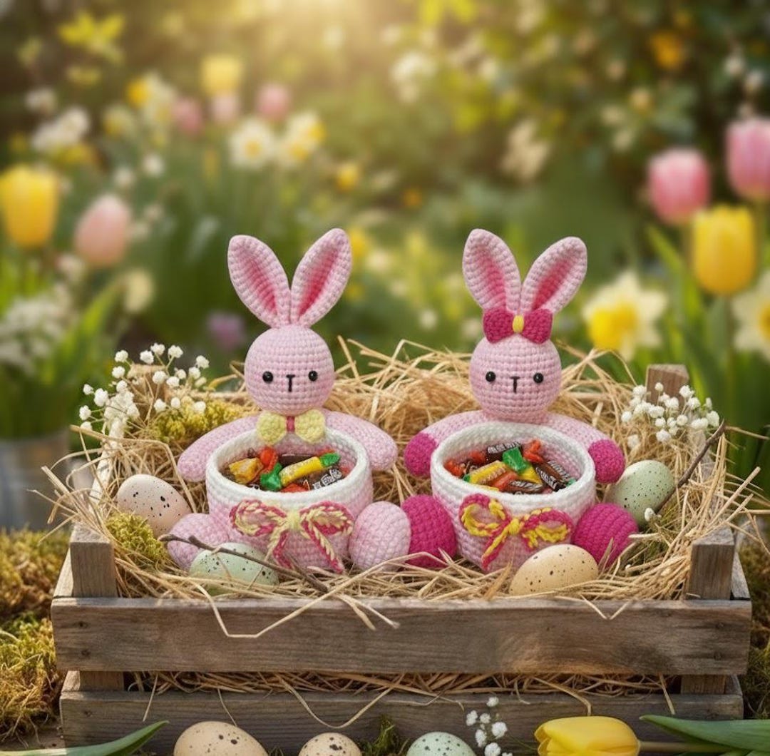 Bunny Basket Crochet Pattern: Easter Amigurumi PDF With Hugging Arms ...