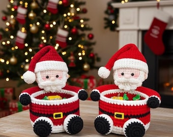 Crochet Pattern Santa Claus Basket - Christmas Amigurumi PDF - Amigurumi Santa Decor - DIY Christmas Gift - Holiday Crochet Tutorial