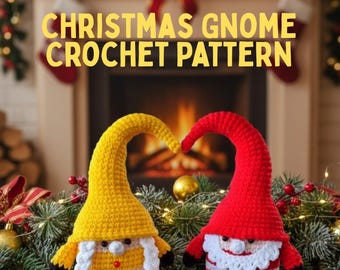 Crochet Christmas Gnome Pattern - PDF Amigurumi Holiday Couple - DIY Xmas Decor Tutorial - Beginner Friendly Santa Elf Dwarf