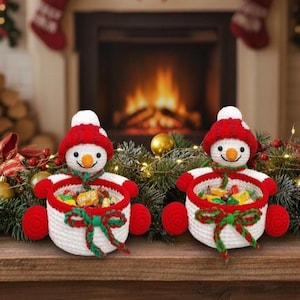 Crochet Snowman Basket Pattern PDF | Christmas Amigurumi Decor & Holiday Storage DIY Tutorial