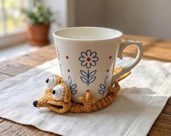 Squirrel Crochet Coaster Pattern: Funny Amigurumi Mug Rug PDF Tutorial