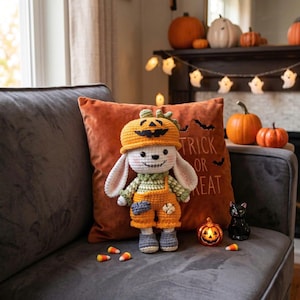 Pumpkin Bunny Crochet Pattern: Halloween Amigurumi Rabbit PDF Tutorial