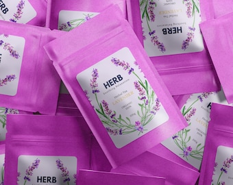 Edytowalny szablon etykiety Canva Tea - niestandardowe opakowanie herbaty ziołowej - natychmiastowe pobranie - projekt torebki herbaty premium - naklejki do samodzielnego wydruku