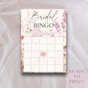 Bingo floral para despedida de soltera / Descarga instantánea / Juego de bingo para novias en blanco / Juego para la futura novia / Juego de bingo imprimible / Juego de despedida de soltera