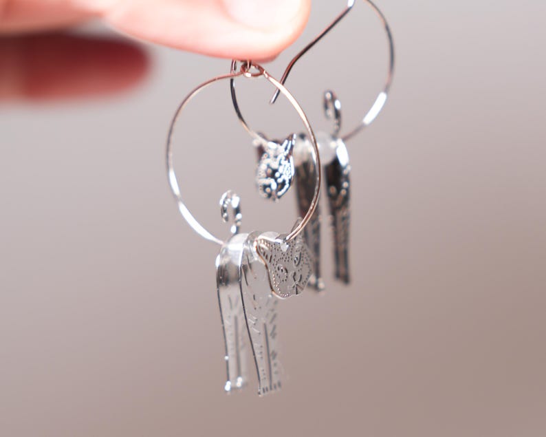 Cat Earrings, Animal Design, Cute Earrings, Cat Lover Gift, Gift for Her image 6