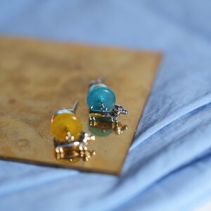 Cute Dachshund Dangle & Drop Earrings with Colorful Glass Beads, Gift for Her, Unique Gift image 5