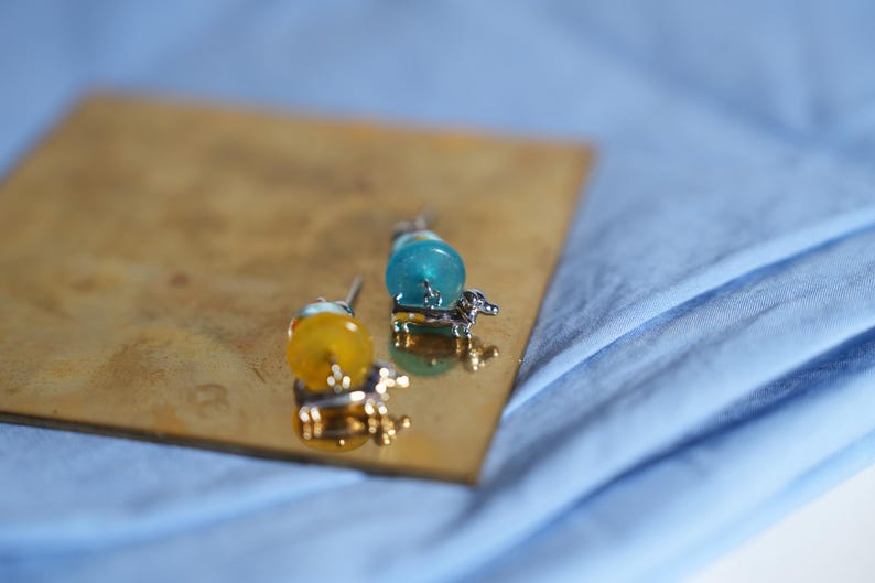 Cute Dachshund Dangle & Drop Earrings with Colorful Glass Beads, Gift for Her, Unique Gift image 5