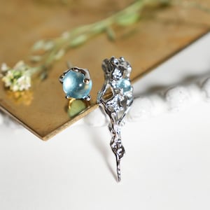 Gothic Style Stud Earrings Inspired by Glaciers, Nature-inspired Jewelry, Unique Gift, Gift for Her image 1