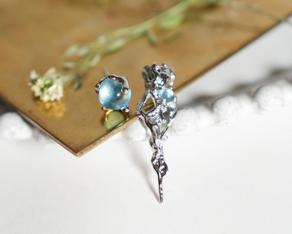 Gothic Style Stud Earrings Inspired by Glaciers, Nature-inspired Jewelry, Unique Gift, Gift for Her
